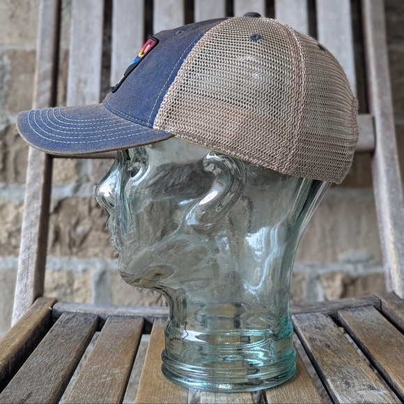 NWOT Legacy Colorado Mountain Sunrise Sunset Patch Trucker Hat Unisex Blue Tan - Picture 6 of 9